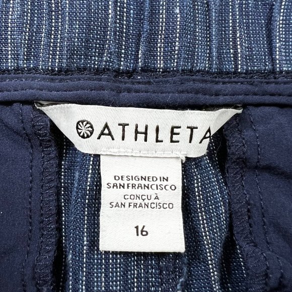 Athleta Cabo Textured Linen Wide Leg Pants in Rain Dance  Size 16 - Picture 5 of 13